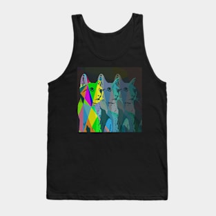 Cat Geometric that has been sketched and then made a low poly detail Tank Top